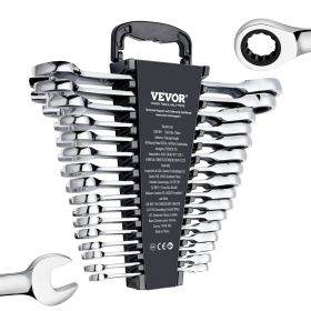 VEVOR Combination Wrench Set 16-Piece Metric 8 mm to 24 mm with Organizer Rack