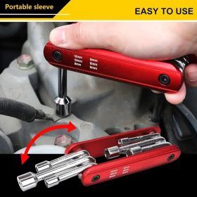 Portable Mini Folding Hexagonal Socket Wrench, Chrome-vanadium Steel Structure, Gift, Outdoor, Portable, Imperial Standard