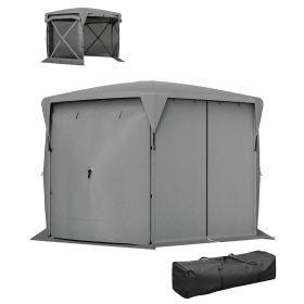 11 X 11ft  Up Gazebo Screen Tent With Removable Roof Cover, Roll-up Wind Panels For Camping, Backyard, Dark Gray (Option: Dark Gray)