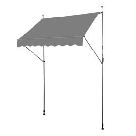200x120x200-300cm Grey, Support Canopy, Polyester Fabric, Aluminum-iron Frame, Retractable (Color: Grey)