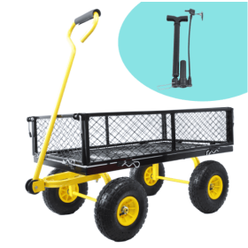 Carriage Garden Cart Steel Garden Cart With Swivel Handle And Detachable Sides, Practical Heavy Duty Garden Cart And Trolley (Attribute: Black)