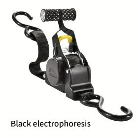 Automatic ratchet tension belt tensioner, steel, heavy duty harness for luggage, motorcycle and cargo holding, with automatic belt recovery funct (Color: Black)